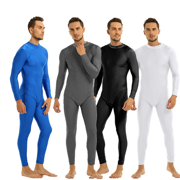 Men's Spandex Bodysuit Full Body Unitard Skin Tight Leotard Yoga Costume