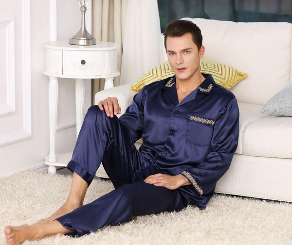 Mens Silk Satin Pajamas Set pajamas for men big and tall sleepwear Wish
