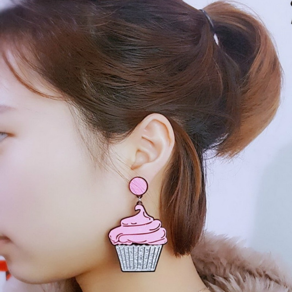 New Candy Cute Sweet Earring Acrylic Multi Layer Ice Cream Cake Lovely