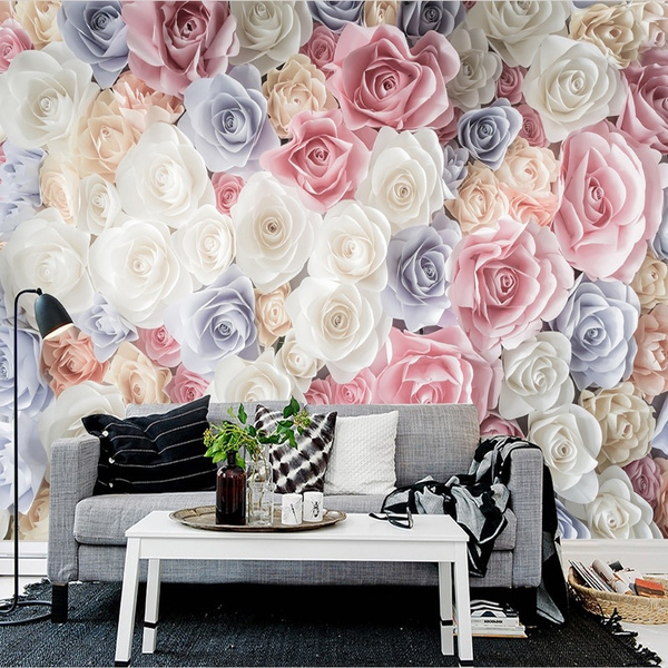Hand Painted 3D Floral Garden Roses Custom Photo Wallpaper Mural Living  Room Sofa TV Background Wall Covering Papel De Parede 3D Vinyl Wallpapers |  Wish