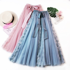 long skirt, Fashion, Lace, Pleated