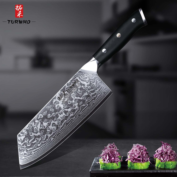 TURWHO 7.5 Inch Cleaver 67 Layers Damascus Steel Kitchen Knives  Professional Butcher Knife G10 Handle Damascus Steel Blade Damascus Chef  Knife