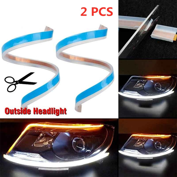 30cm LED Strip Lights – Red DRL + Amber Sequential Turn Signal – Flexible & Waterproof