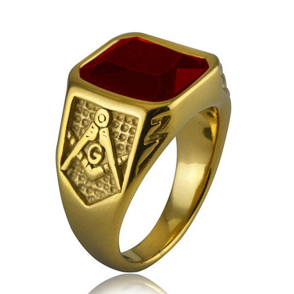 Vintage Classic Freemasonry Freemason Masonic Logo Crystal CZ Ring 316L ...