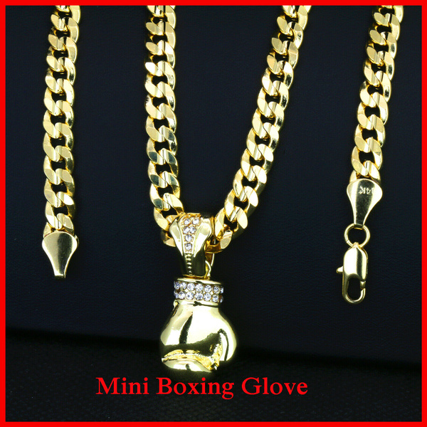 Fashion gold-plated boxing gloves Necklace boxer pendant hip hop punk  Necklaces for men jewelry accessories anniversary gift