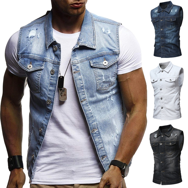 Blue jean vest clearance mens