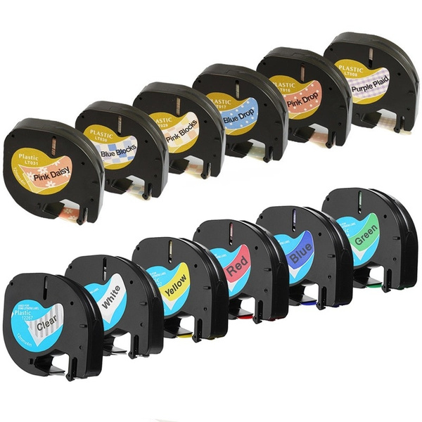 Multicolor Compatible for Dymo LetraTag 91201 12267 91202 Plastic Label Tapes 12mm*4m Black on White for LT-100H label maker | Wish
