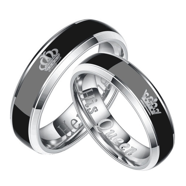 Couples Ring Set Womens Black Anniversary Ring Mens 7 CZs Two Tone Wed – LA  NY Jewelry