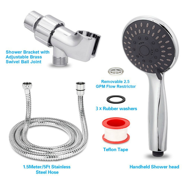 5 Spray Settings High Pressure Handheld Shower Head Massage Spa Detach With Hose
