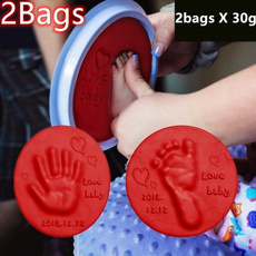 2Bags(30g/Bag)Baby Hand Foot Inkpad Drying Soft Clay Baby Handprint Footprint Imprint Casting Parent-child Hand Inkpad Fingerprint 