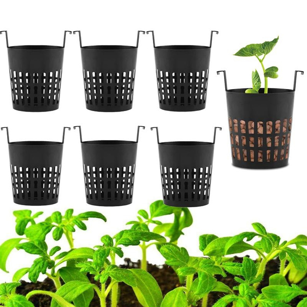 Black Mesh Pot Net Cup Basket Hydroponic Aeroponic Grow Clone Plant I1F8 