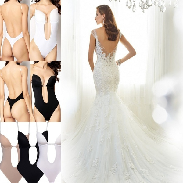 Deep V Underwear backless bra Right Angle Seamless U-shaped Wedding Party  Dress Underwear LLF