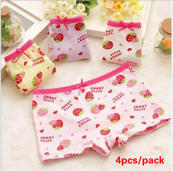 Baby Kids Girls Strawberry Cotton Underwear Boxer Briefs Panties 2-10 Years  Girls Shorts Underwear 4 Pieces/pack