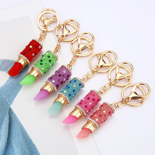 New Female Cute Keychain Bag Pendant Creative Gifts for Women Lipstick Like  Jelly Car Key Decoration