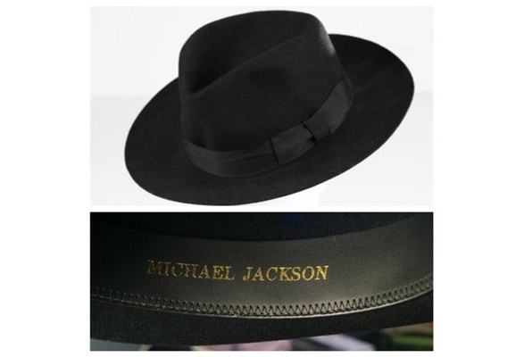 MJ Michael Jackson Black Collection Wool Fedora Hat Cap with Name Billie Jean Cosplay Celebtae | Wish