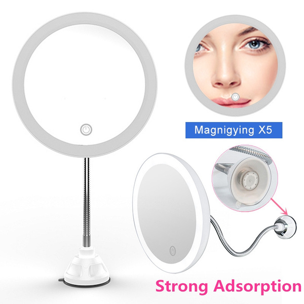 5x 7x Magnifying Led Lighted Makeup, Magnifying Travel Mirror X5