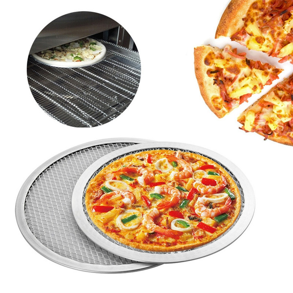 6-12 Aluminium Flat Mesh Pizza Screen Oven Baking Tray Net Cookware Plate Pan