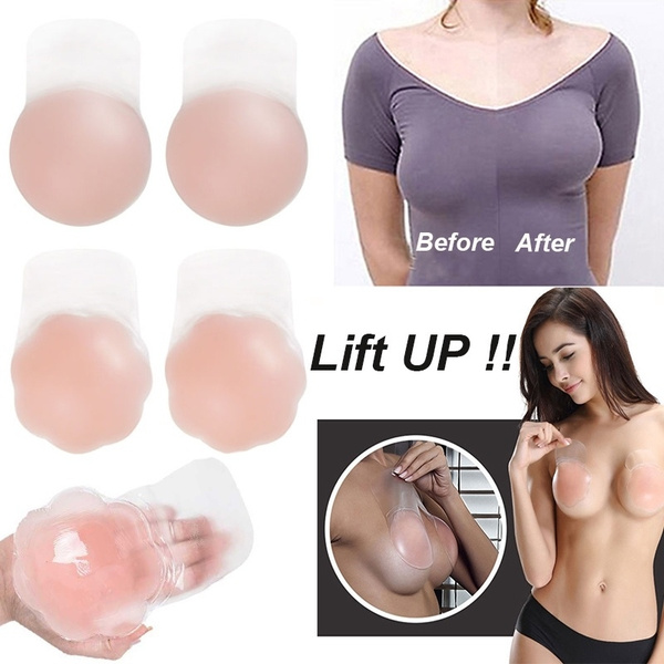 Womens Self-Adhesive Lift Silicone Bra Reusable Strapless Invisible Push Up  Bra