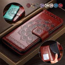 Luxury 3D Emboss Flower Leather Flip Cover Wallet Phone Bag Case with Credit Card Slots for iPhone XSMax XS XR X 8Plus 8 7Plus 7 6sPlus 6s 6Plus 6 / Samsung Galaxy S10+ S10 S10e S9 S9Plus S8 S8Plus / Huawei P30 P30Lite P30Pro