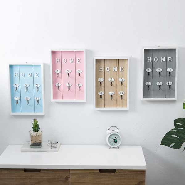 Nordic Style Wooden Key Boxes Storage, Wooden Key Holder Box For Wall