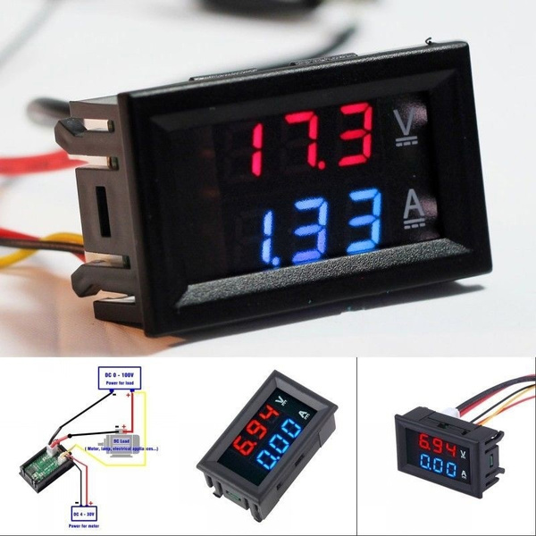 High Quality Dc 100v 10a Voltmeter Ammeter Blue Red Led Amp Dual Digital Volt Meter Gauge Wish