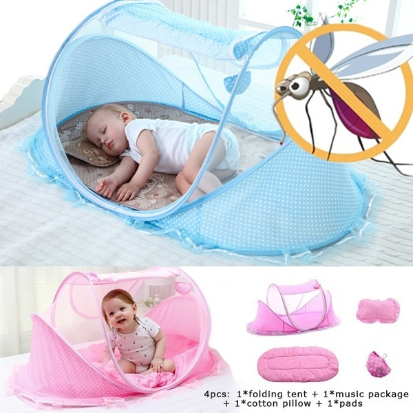 Pink JUMUU Thin Summer Mosquito Net for Children,Portable Folding Baby Travel Bed Crib Baby Cots Newborn Foldable Crib 