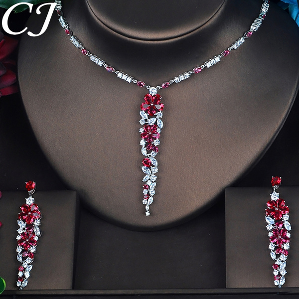 CANDICE Elegant Ruby CZ Big Bridal 