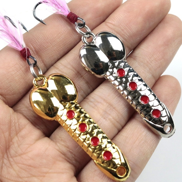 1Pcs Hard Metal Fish Lures Spoon Lure with Feather Bait Hook