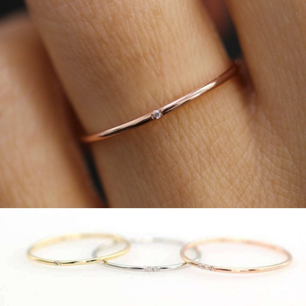 Jewelry Zircons Rings  Accessories Engagement Ring Dainty 1mm Simple Women 