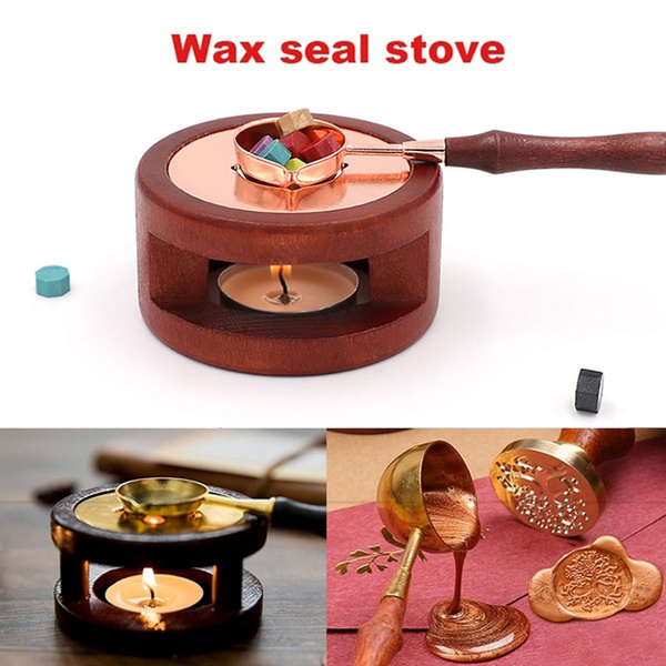 Wax Seal Beads Sticks Warmer Wax Sticks Melting Glue Furnace Tool Stove Pot  For Wax Seal Stamp Greeting Card Melting Furnace Vintage Sealing Wax Beech  Melting Stove Stamp Greeting Card Seal Sealing