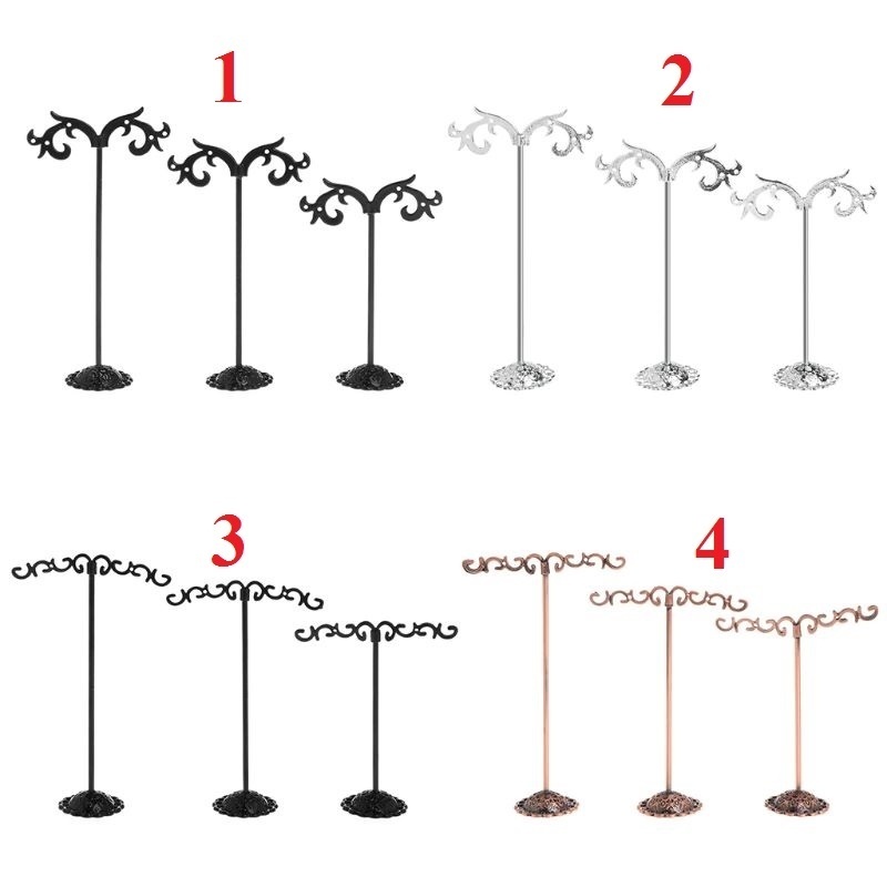 Black 3Pcs Vintage Hook Earrings Hanger Jewelry Display Rack Stand Holder Showcase for Home Decoration
