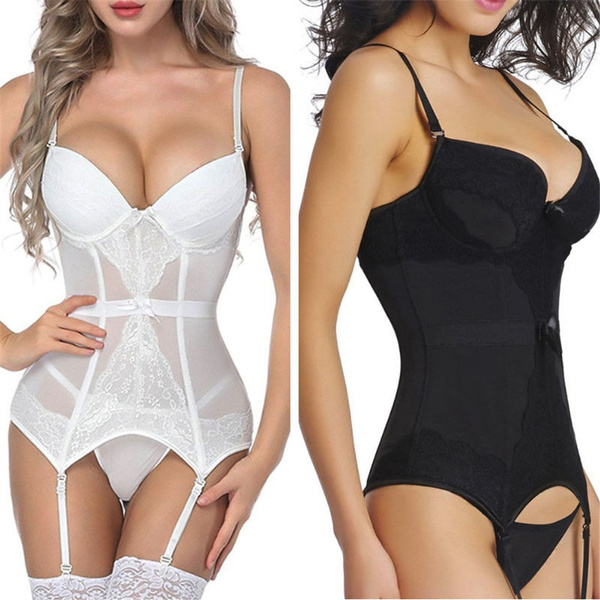 Sexy Thong Fashion Shaper Lace Bustier Corset Sexy Garter Bustier Tops  Lingerie Sets