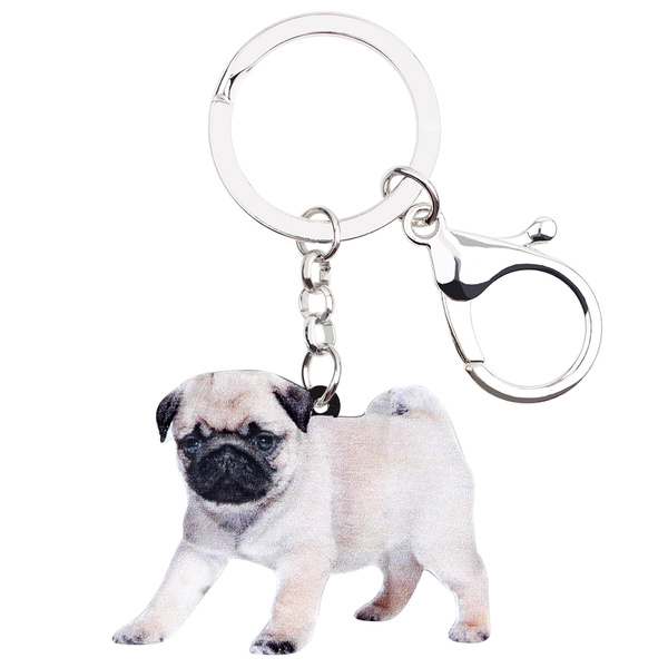 Acrylic French Bulldog Pug Dog Key Chains Ring Keychains Keyring Jewelry  For Women Girls Bag Car Pendant Gifts