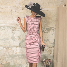 pink, sleeveless, ladies dress, Dress