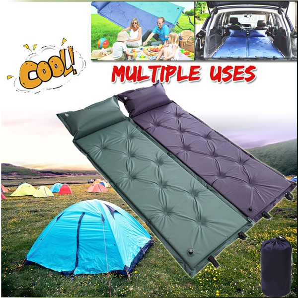 Outdoor Camping Self-Inflating Air Mat Mattress Pad Pillow Hiking Sleeping Bed 