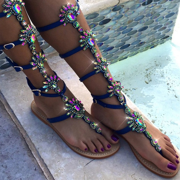 gold rhinestone gladiator sandals