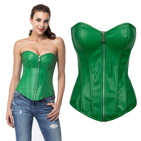 green bustier corset