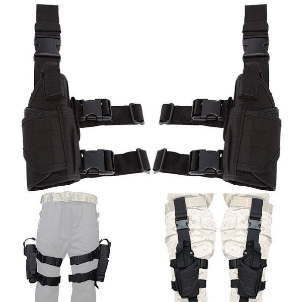 Tactical Right Hand Thigh Gun Holster Adjustable Drop Leg Holster and Mag Pouch 
