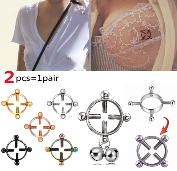 1 Pair Round Non-Piercing Nipple Ring Shield Body Nickel-free Body Jewelry 