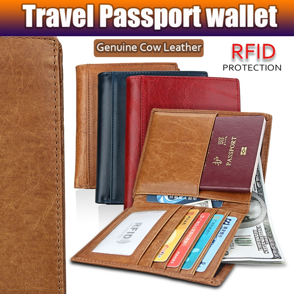 Leather Wallet, Large Men's RFID Card Cash Passport