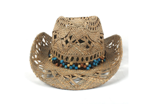 Women Men Handmade Weave Raffia Hats 