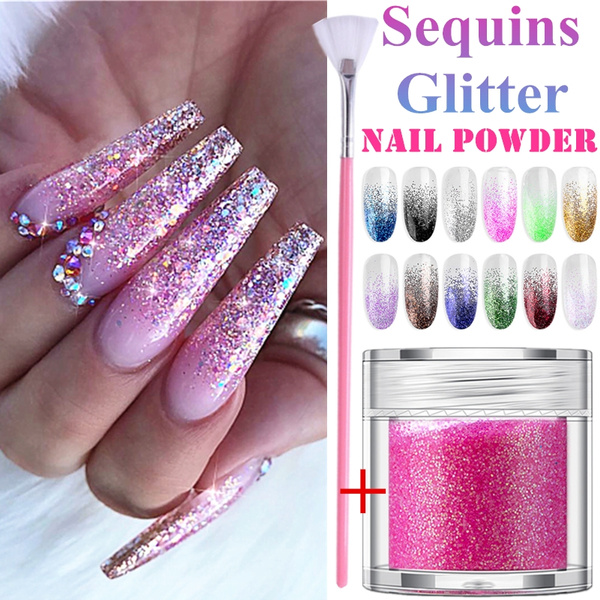 1 Box Holographic Nail Powder Nail Art Holo Acrylic Glitter Shimmer Dust Chrome Pigment Diy Manicure Nail Accessories Design Wish