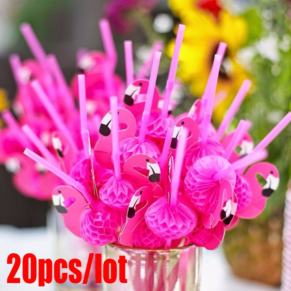 20Pcs DIY 3D Flamingo Paper Straws Drinking Straws for Wedding
