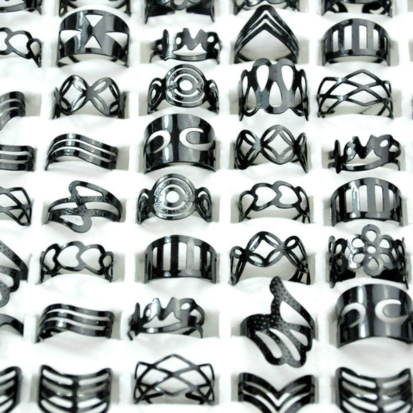 Wholesale 50Pcs Vintage Black Alloy Adjustable Finger Tattoo Rings Toe Ring  Lots For Women Men Mix Style Jewelry | Wish