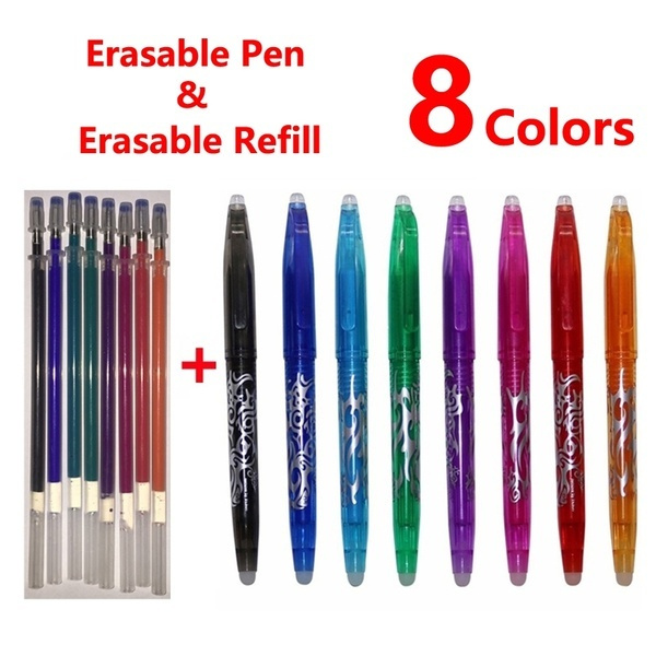 8 colors 2 PCS Colorful Rainbow Erasable Pen and Refills Creative Drawing  Gel Pen Student Stationery Multifunction Pen 0.5mm Writing Fluently Stylos  Effaçables Löschbare Stifte Plumas Borrables