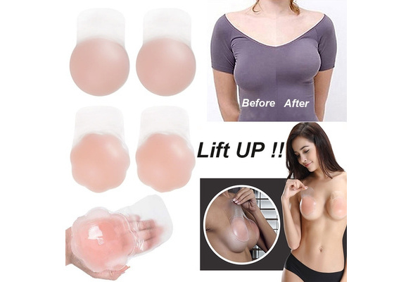 Womens Self-Adhesive Lift Up Silicone Bra Stickers Reusable Strapless Invisible  Push Up Bra 6.5cm 10cm