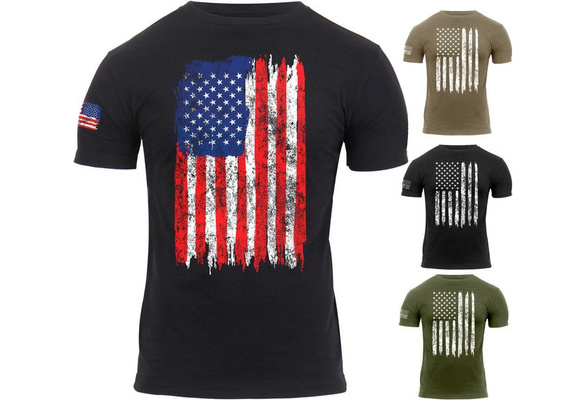 Mens US Flag Athletic T-Shirt Muscle Build Tactical Tee American Patriotic USA 