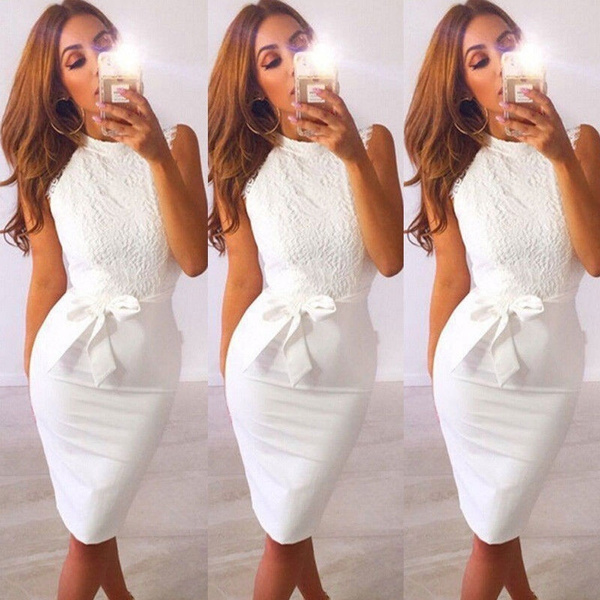 white slim dress