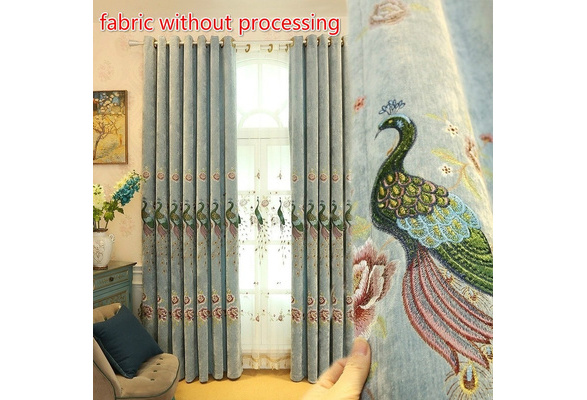 Peacock Embroidery Nets Curtains Pelmets Voile Tulle Window Screens Drape Sheer 