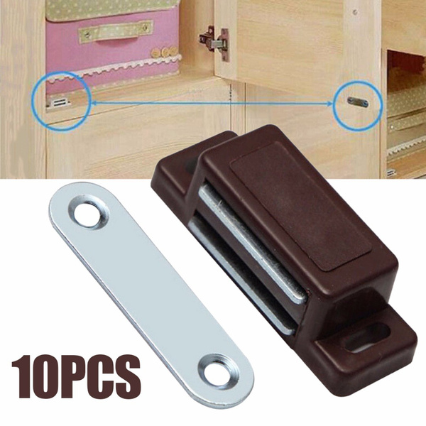 Spencer Pack of 10 Magnetic Cabinet Door Latch Heavy Duty Furniture Door  Catches Closures for Kitchen Cupboard Stop Self-Aligning Magnet Latch  Brown 